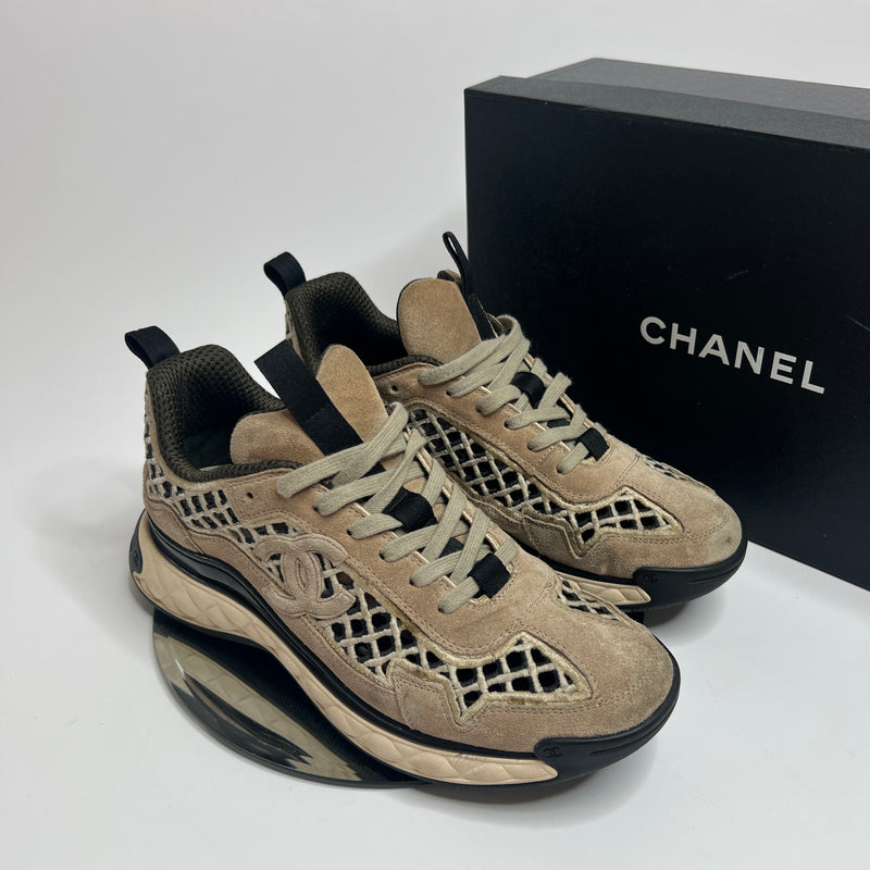 Chanel Technical Beige / Black Abstract Sneakers (Size 39.5/UK 6.5)