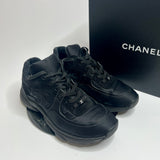 Chanel Black Satin CC Logo Sneakers (Size 40.5/UK 7.5)