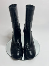 Chanel Black Patent Leather Heeled Ankle Boots (Size 38.5 /UK 5.5)