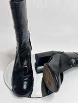 Chanel Black Patent Leather Heeled Ankle Boots (Size 38.5 /UK 5.5)