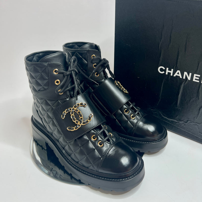 Chanel Black Quilted Leather Boots (Size 38 /UK 5)