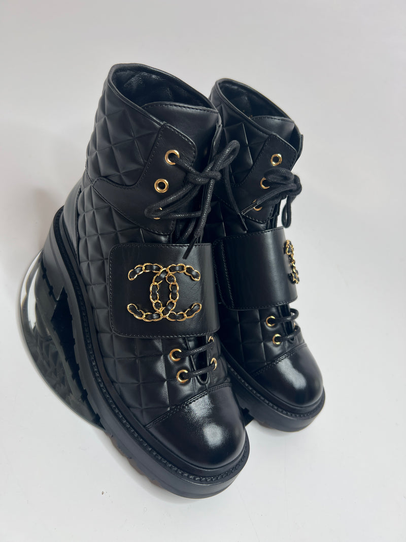Chanel Black Quilted Leather Boots (Size 38 /UK 5)