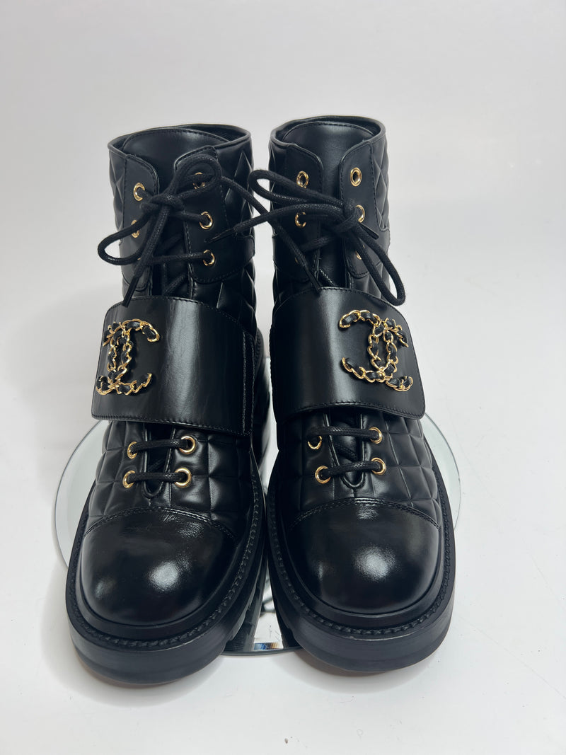 Chanel Black Quilted Leather Boots (Size 38 /UK 5)