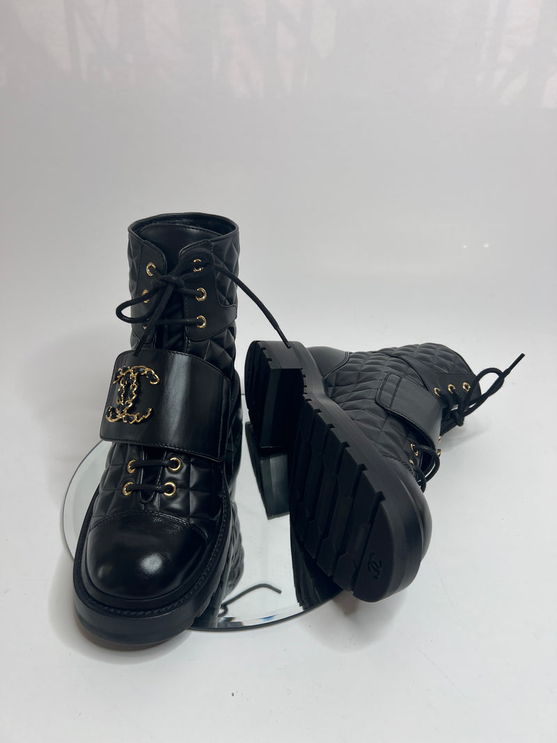 Chanel Black Quilted Leather Boots (Size 38 /UK 5)