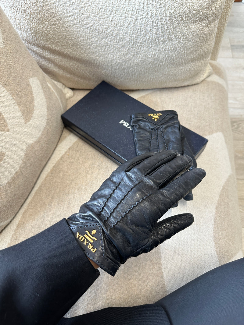 Prada Black Leather Gloves
