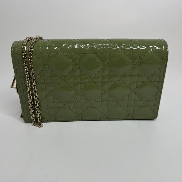 Christian Dior Lady Dior Pouch In Olive Green