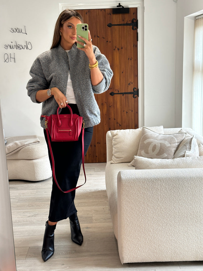 Celine Nano Luggage In Red Leather