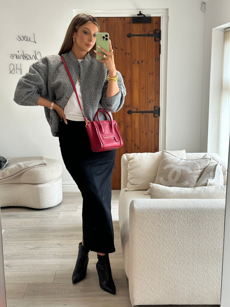 Celine Nano Luggage In Red Leather