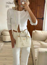 Prada Galleria Tote Small In White Saffiano Leather