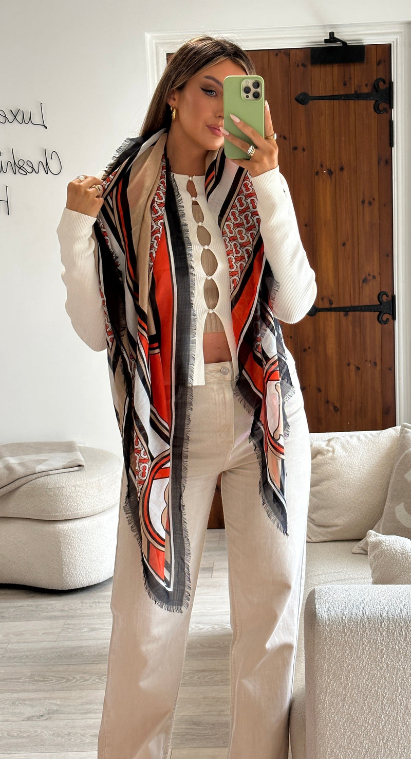 Burberry Montage Print Wool Silk Large Square Scarf