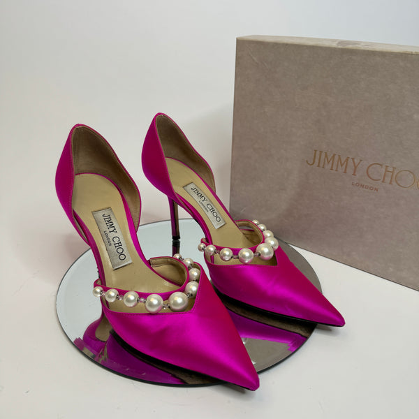 Jimmy Choo Aurelie Pearl-Embellished Pumps (Size 37/UK 4)