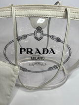 Prada White/Transparent PVC Plastic Logo Tote