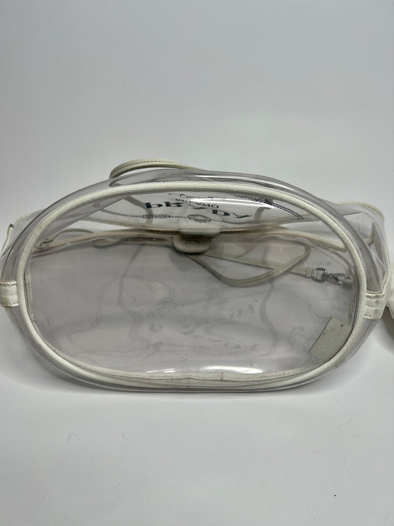 Prada White/Transparent PVC Plastic Logo Tote