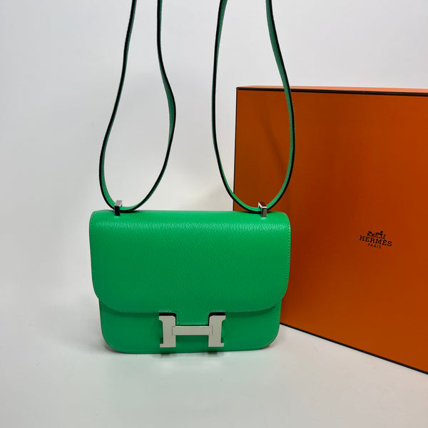 Hermès Constance 18 In Vert Comics Chèvre Mysore Leather