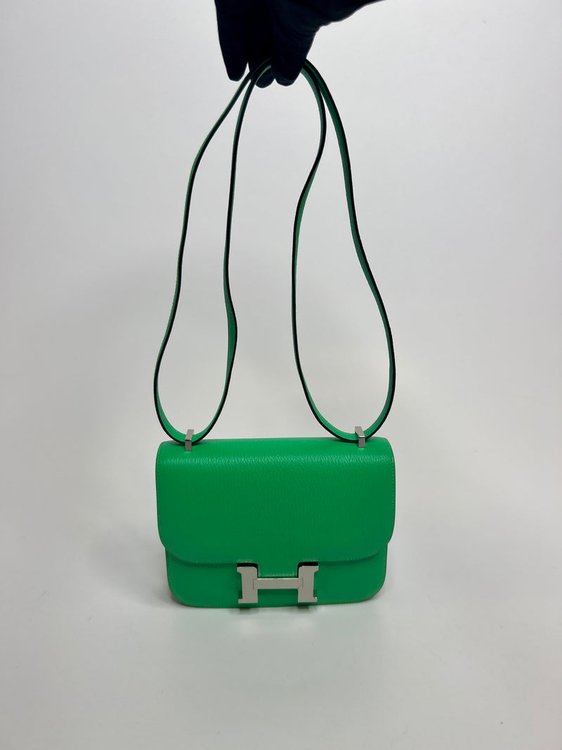 Hermès Constance 18 In Vert Comics Chèvre Mysore Leather