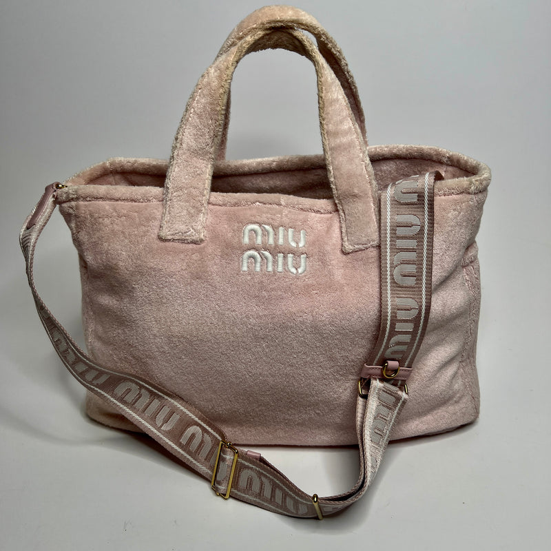 Miu Miu Pink Terry Cloth Tote Bag