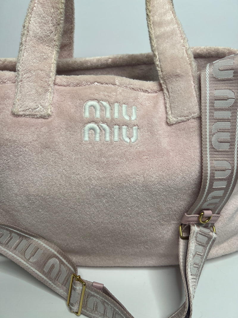 Miu Miu Pink Terry Cloth Tote Bag