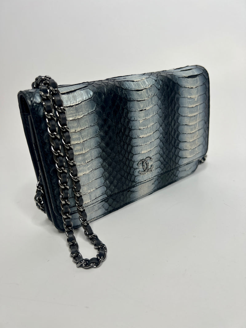 Chanel  Metallic Python Wallet On Chain