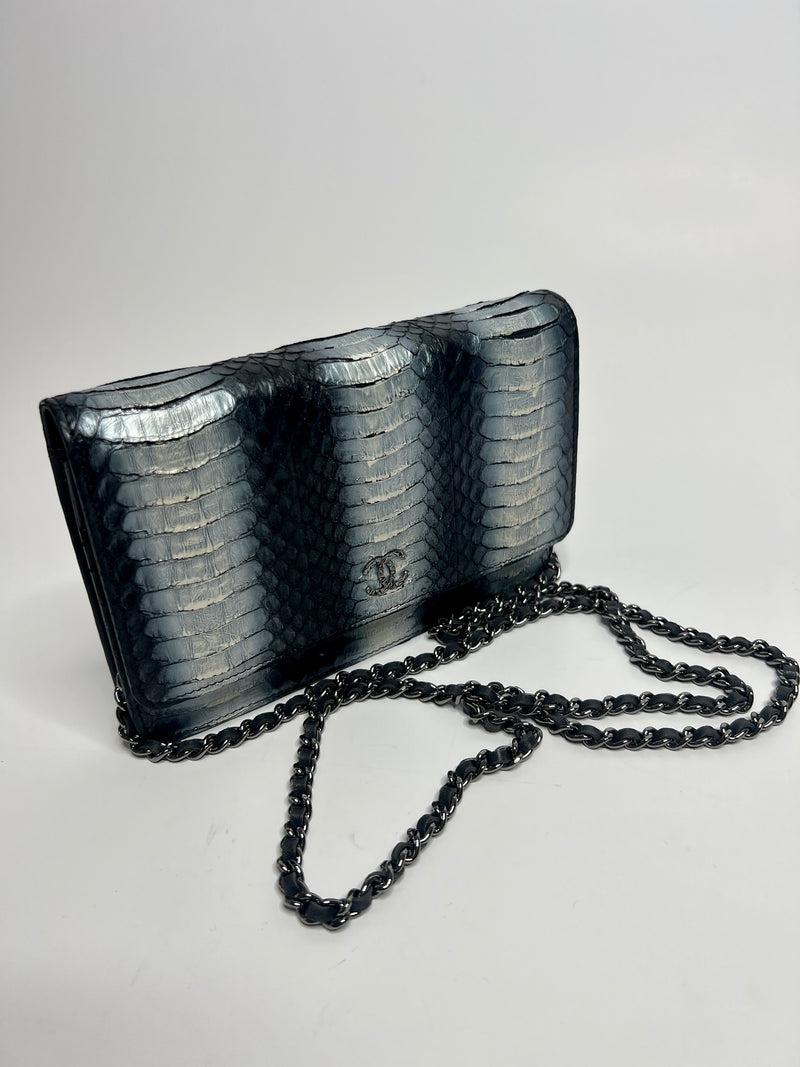 Chanel  Metallic Python Wallet On Chain