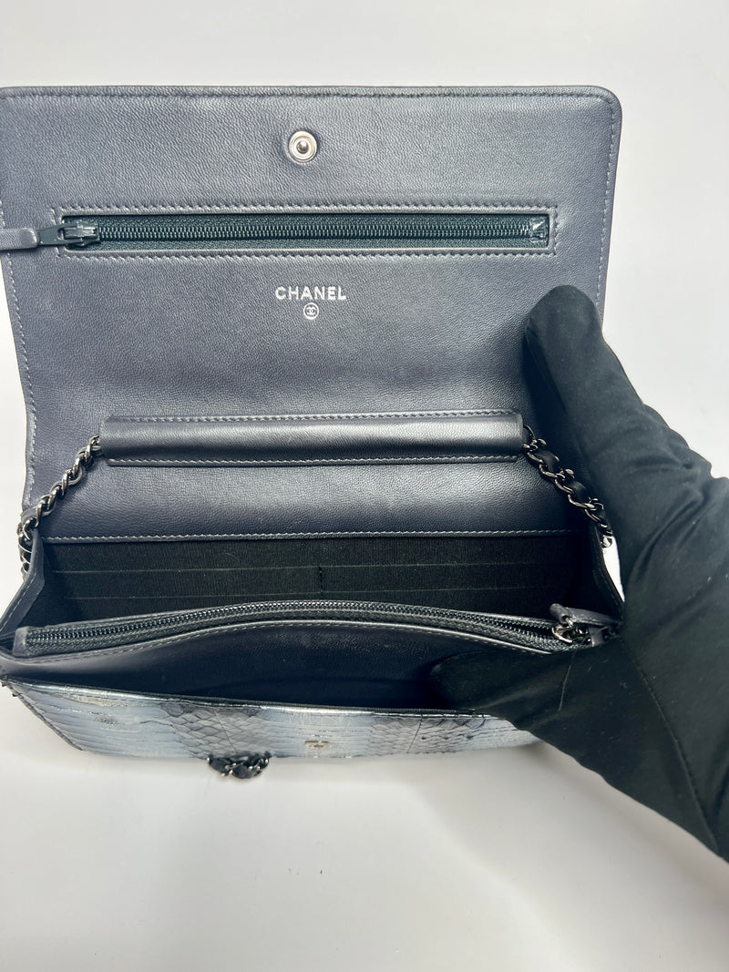 Chanel  Metallic Python Wallet On Chain