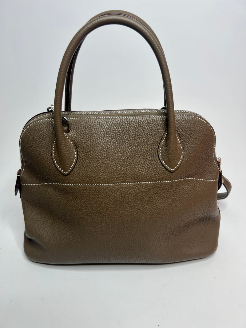 Hermès Bolide 32 In Etoupe Clemence Leather