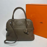 Hermès Bolide 32 In Etoupe Clemence Leather
