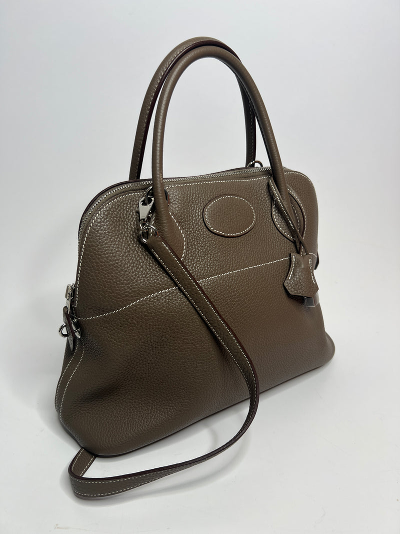 Hermès Bolide 32 In Etoupe Clemence Leather