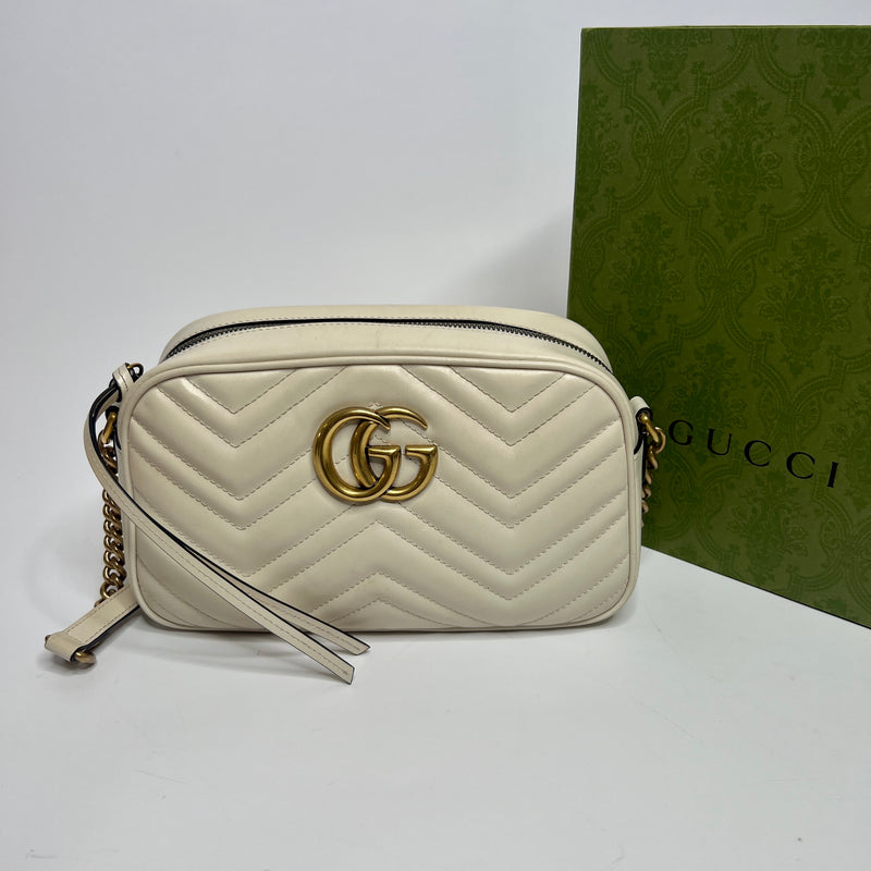 Gucci GG Marmont Small Cream Matelasse Shoulder Bag
