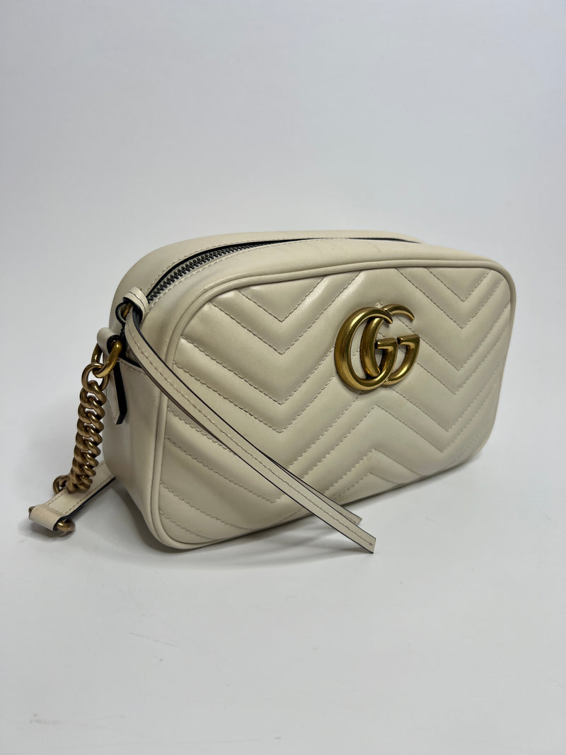 Gucci GG Marmont Small Cream Matelasse Shoulder Bag
