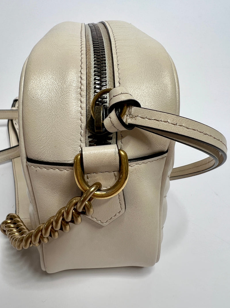 Gucci GG Marmont Small Cream Matelasse Shoulder Bag