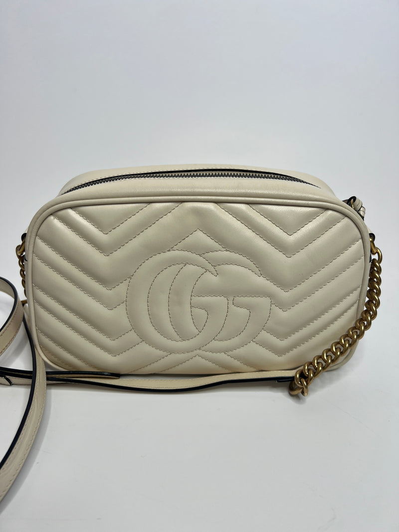 Gucci GG Marmont Small Cream Matelasse Shoulder Bag