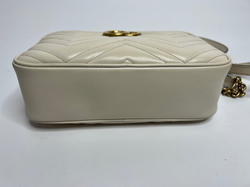 Gucci GG Marmont Small Cream Matelasse Shoulder Bag