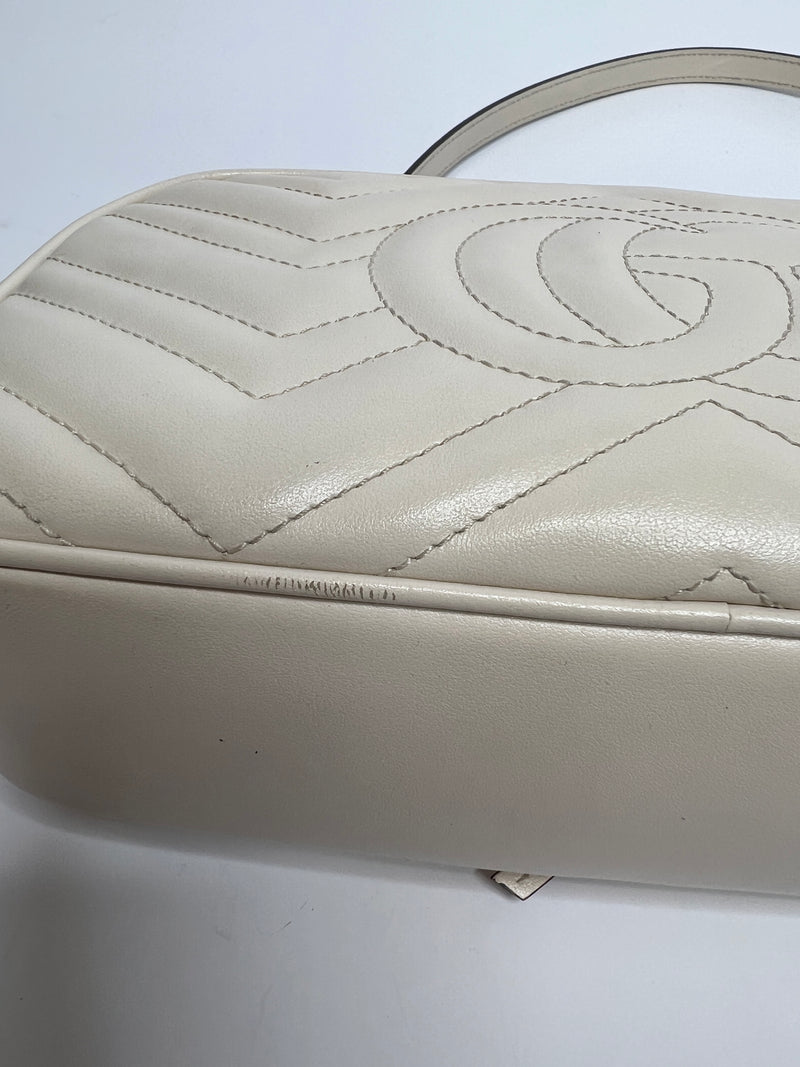 Gucci GG Marmont Small Cream Matelasse Shoulder Bag