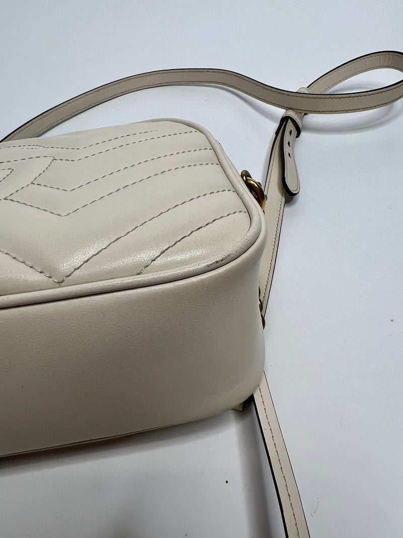 Gucci GG Marmont Small Cream Matelasse Shoulder Bag