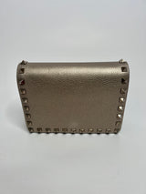 Valentino Rockstud Cross Body Bag in Gold Grained Leather