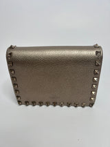 Valentino Rockstud Cross Body Bag in Gold Grained Leather