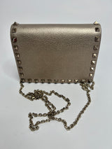 Valentino Rockstud Cross Body Bag in Gold Grained Leather