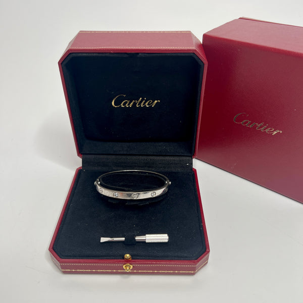 Cartier Love Bracelet in 18K White Gold and 4 Diamonds