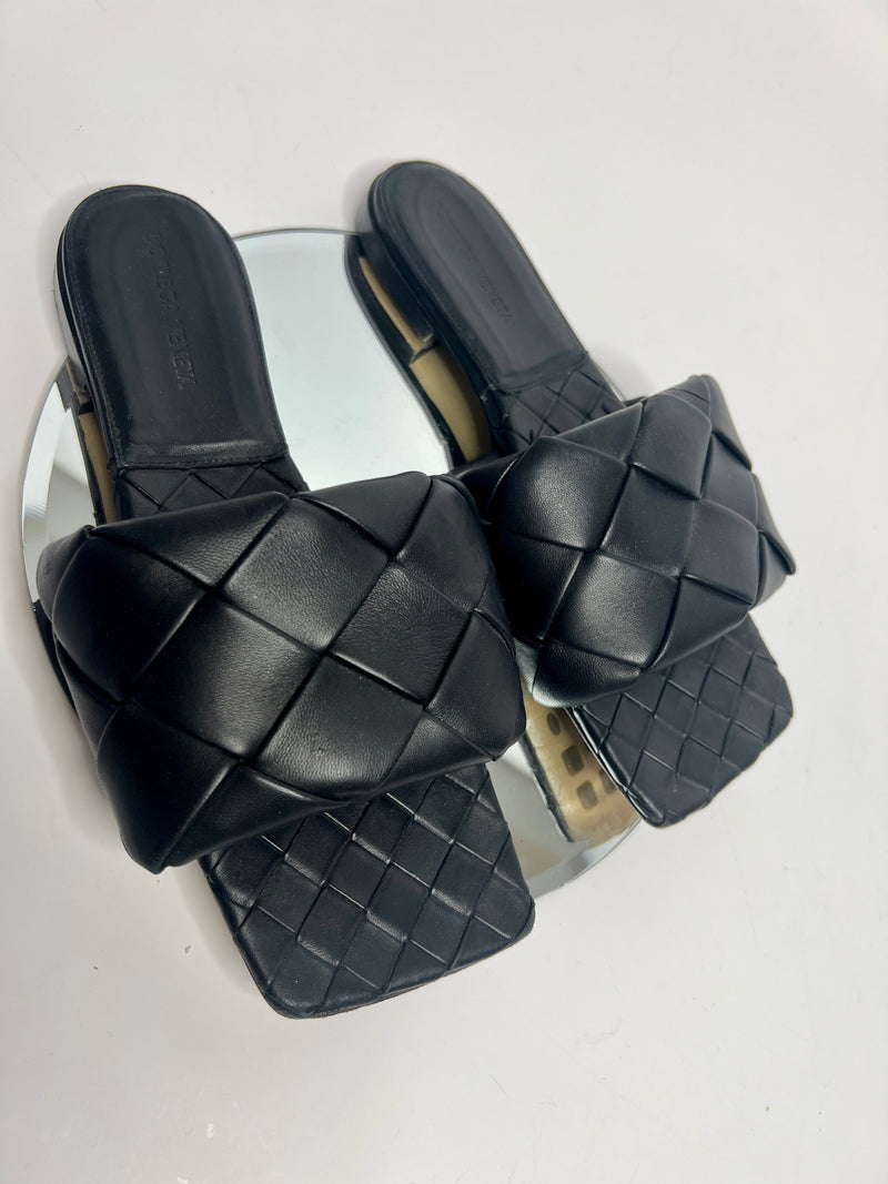 Bottega Veneta Black Lido Intrecciato Sandals (Size 39/ UK 6)