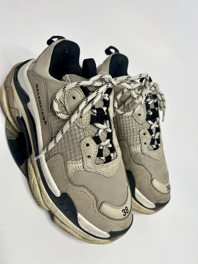 Balenciaga Triple S Beige / Black Trainers (Size 38 /UK 5)