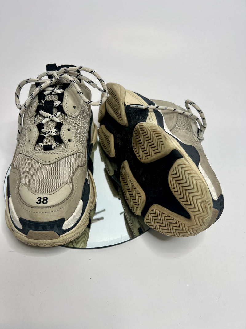 Balenciaga Triple S Beige / Black Trainers (Size 38 /UK 5)