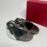 Valentino Garavani Gunmetal Rockstud Sandals (Size 39.5 /UK 6.5)