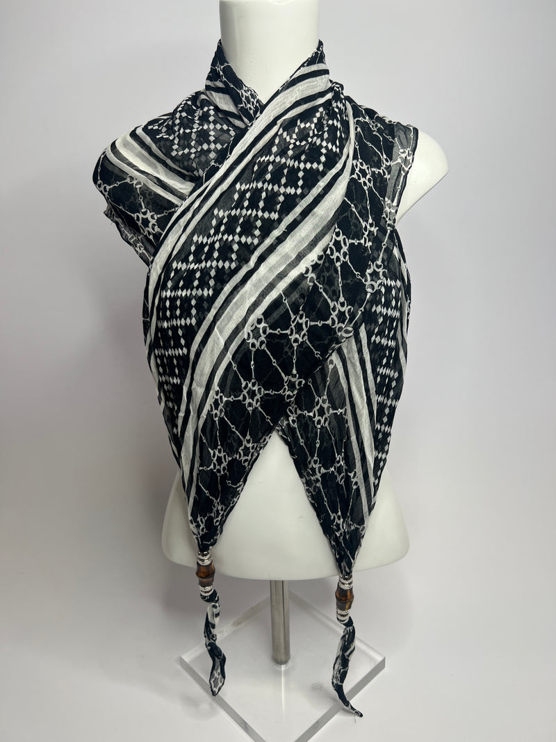 Gucci Black & White Bamboo Scarf