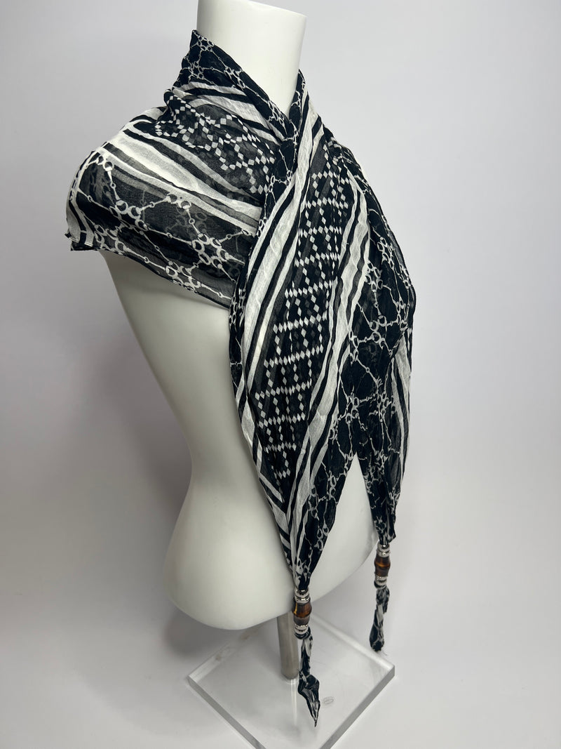 Gucci Black & White Bamboo Scarf