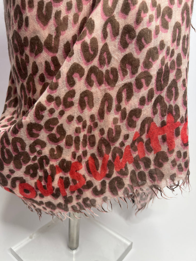 Louis Vuitton X Stephen Sprouse Leopard Beige/Pink Monogram Scarf