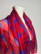 Alexander McQueen Red/Blue Silk Scarf