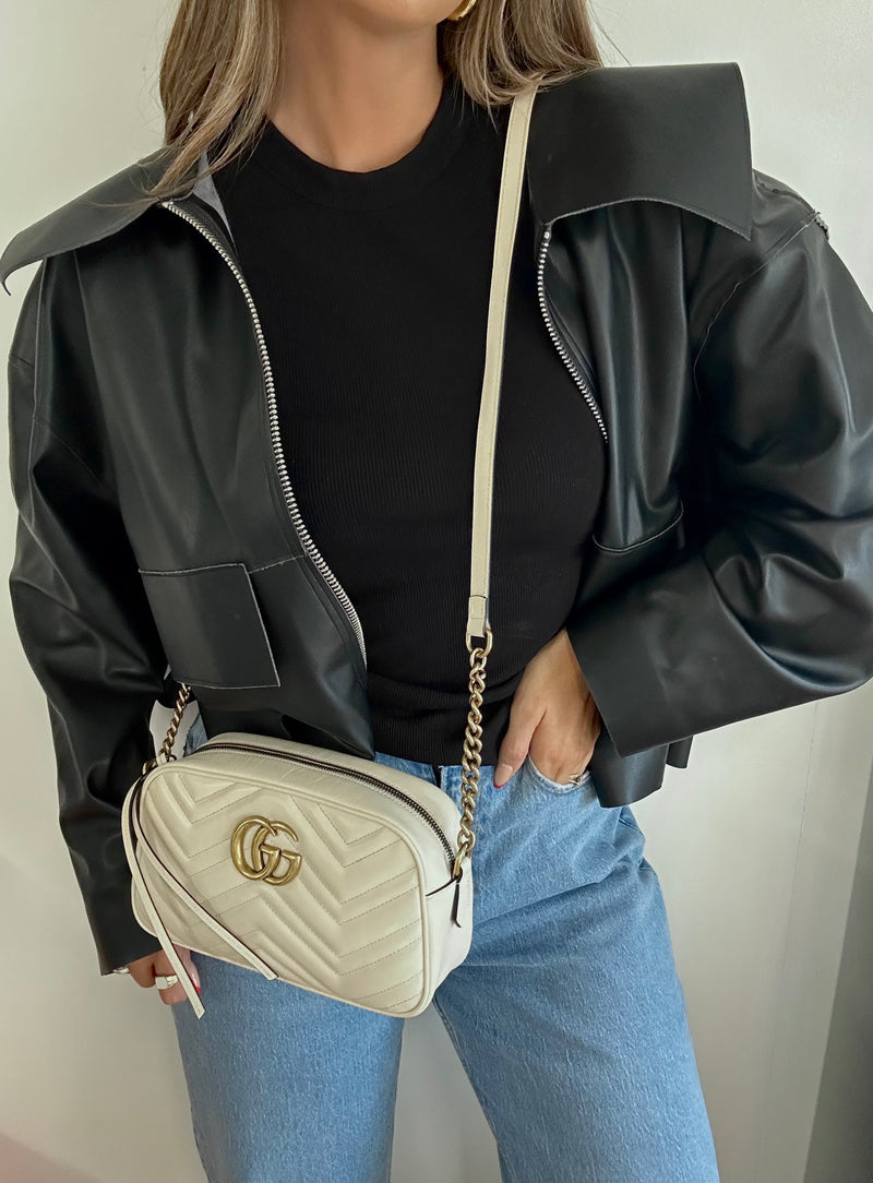 Gucci GG Marmont Small Cream Matelasse Shoulder Bag