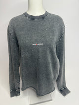 Saint Laurent Grey Distressed Logo Sweatshirt (Size S / UK 8)