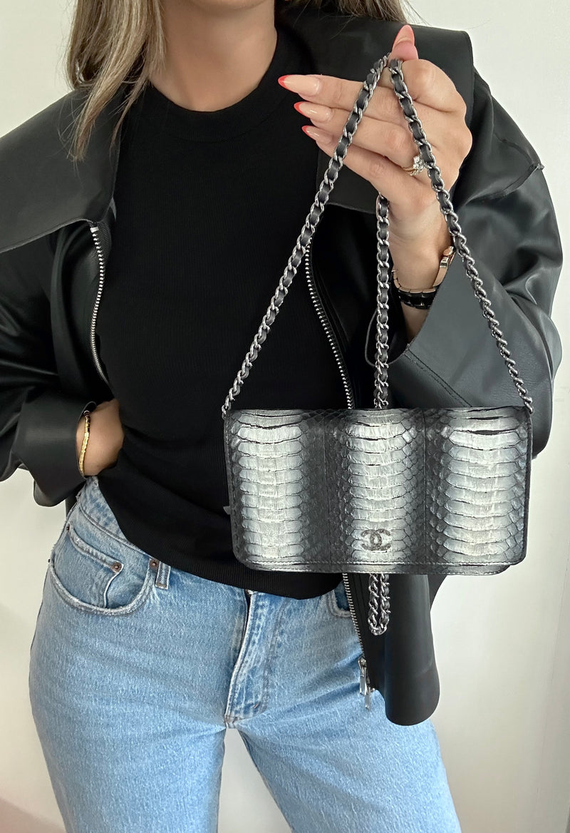Chanel  Metallic Python Wallet On Chain