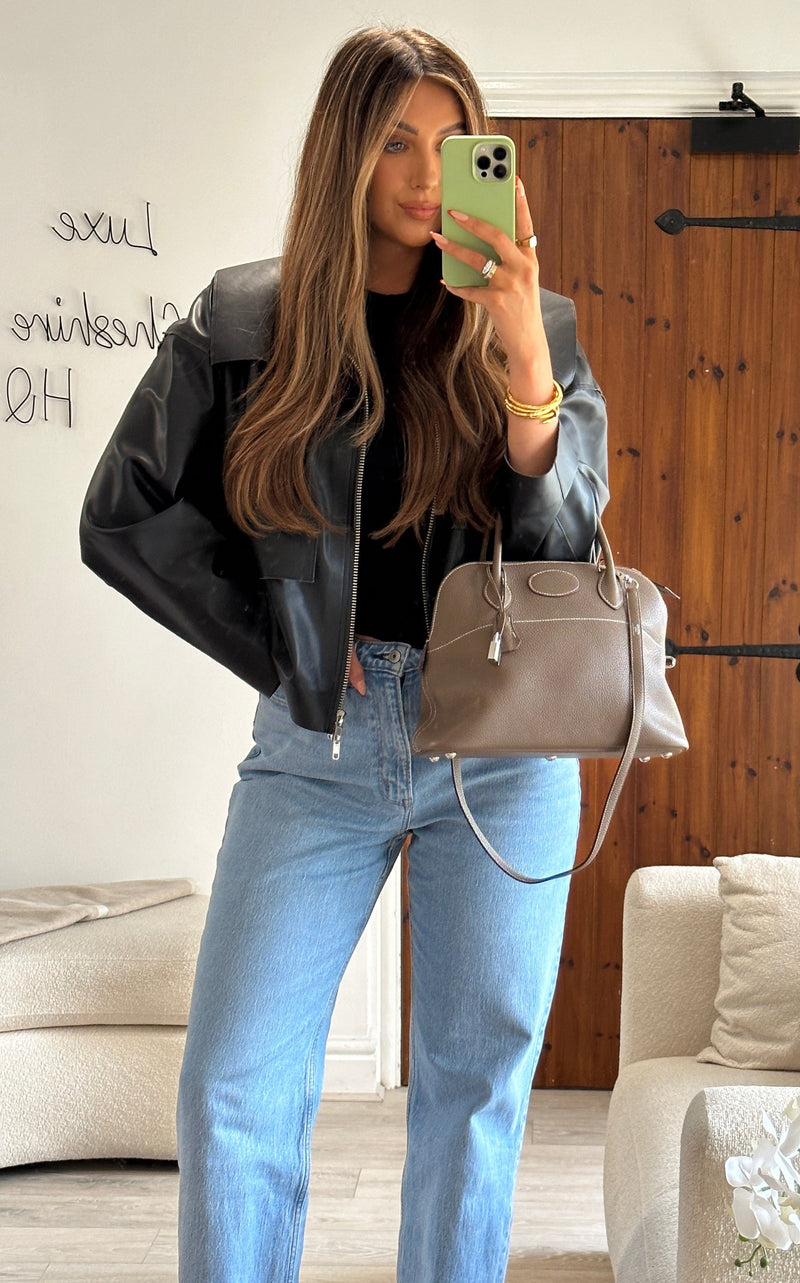 Hermès Bolide 32 In Etoupe Clemence Leather